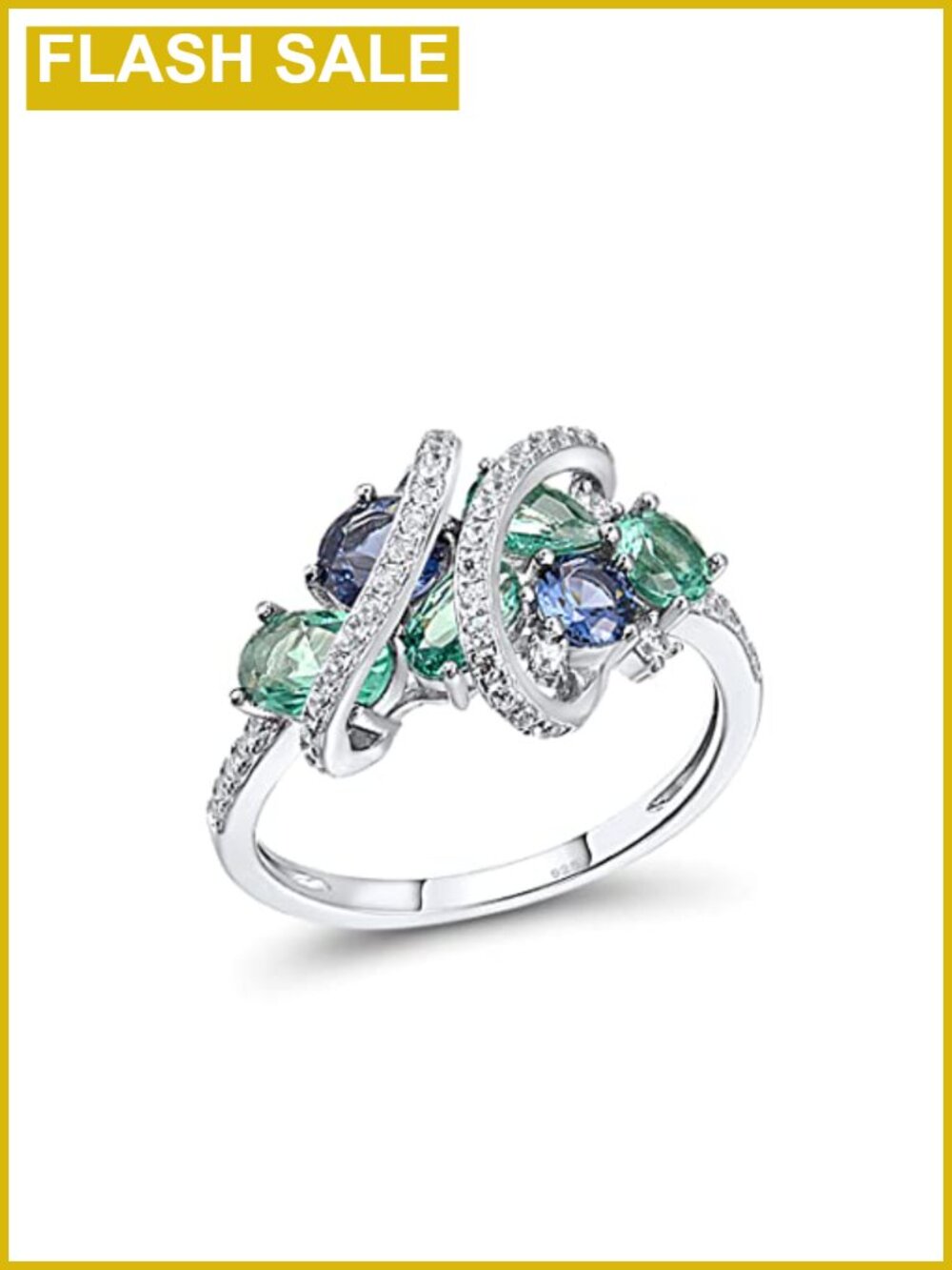 925 Sterling Silver Twist Ring White Cubic Zirconia Statement Ring